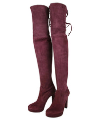Stuart Weitzman Stuart Weitzman Women's Bordeaux Suede Over-the-knee Platform Boot