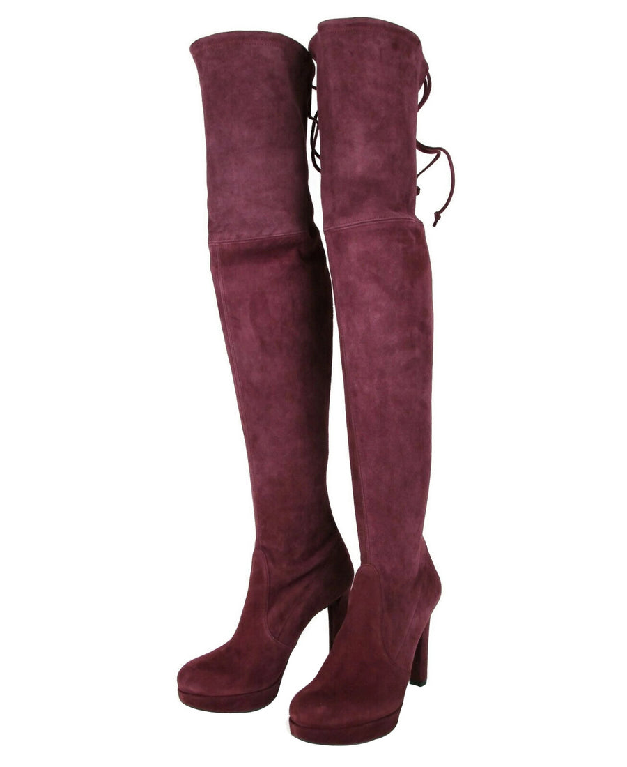 Stuart Weitzman Stuart Weitzman Women's Bordeaux Suede Over-the-knee Platform Boot