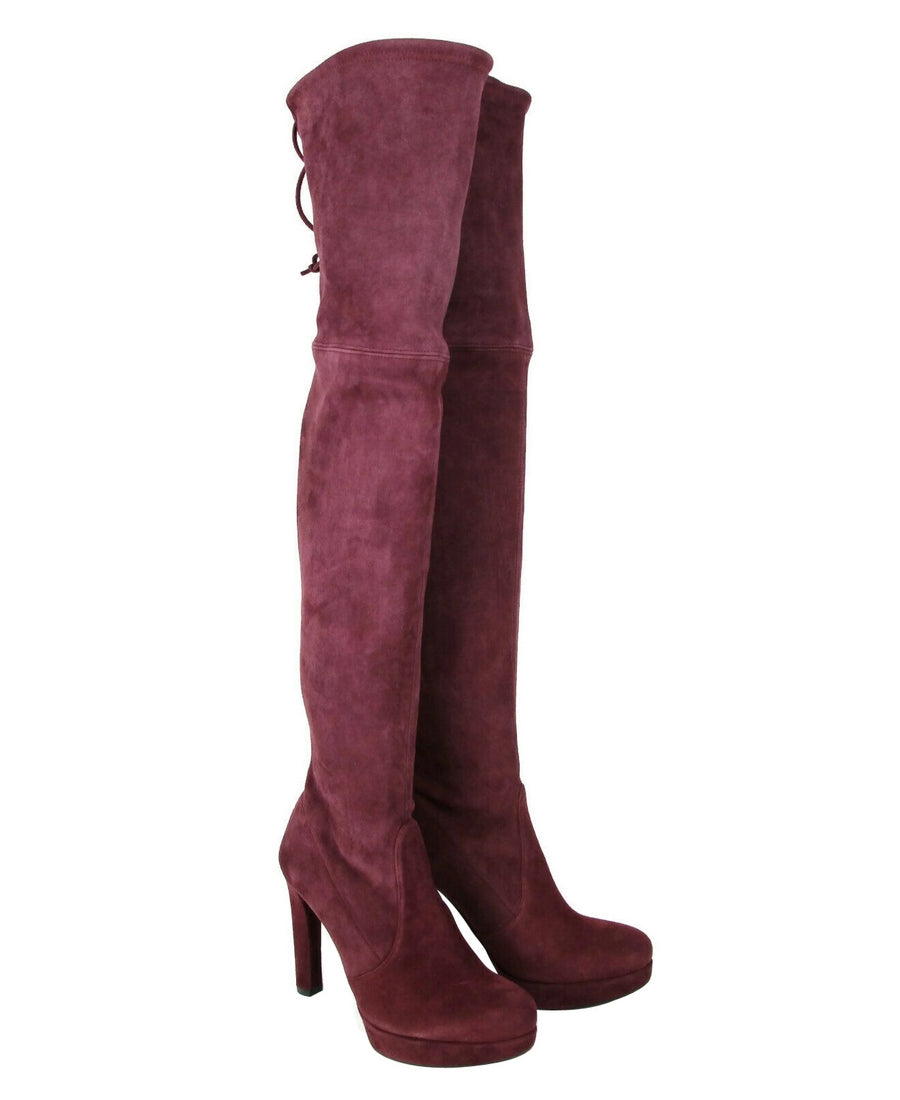 Stuart Weitzman Stuart Weitzman Women's Bordeaux Suede Over-the-knee Platform Boot