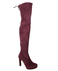 Stuart Weitzman Stuart Weitzman Women's Bordeaux Suede Over-the-knee Platform Boot
