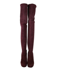 Stuart Weitzman Stuart Weitzman Women's Bordeaux Suede Over-the-knee Platform Boot