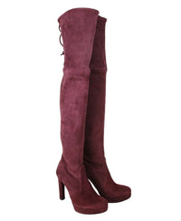 Stuart Weitzman Stuart Weitzman Women's Bordeaux Suede Over-the-knee Platform Boot