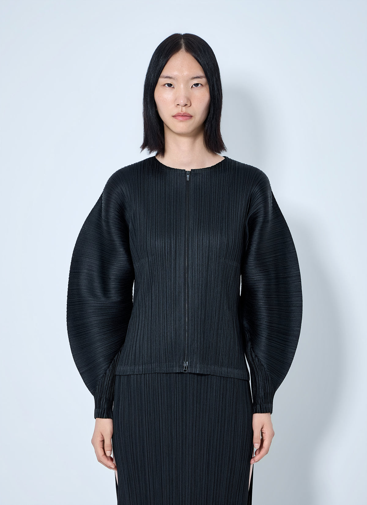 Pleats Please Issey Miyake Women Pleated Zip-Up Top