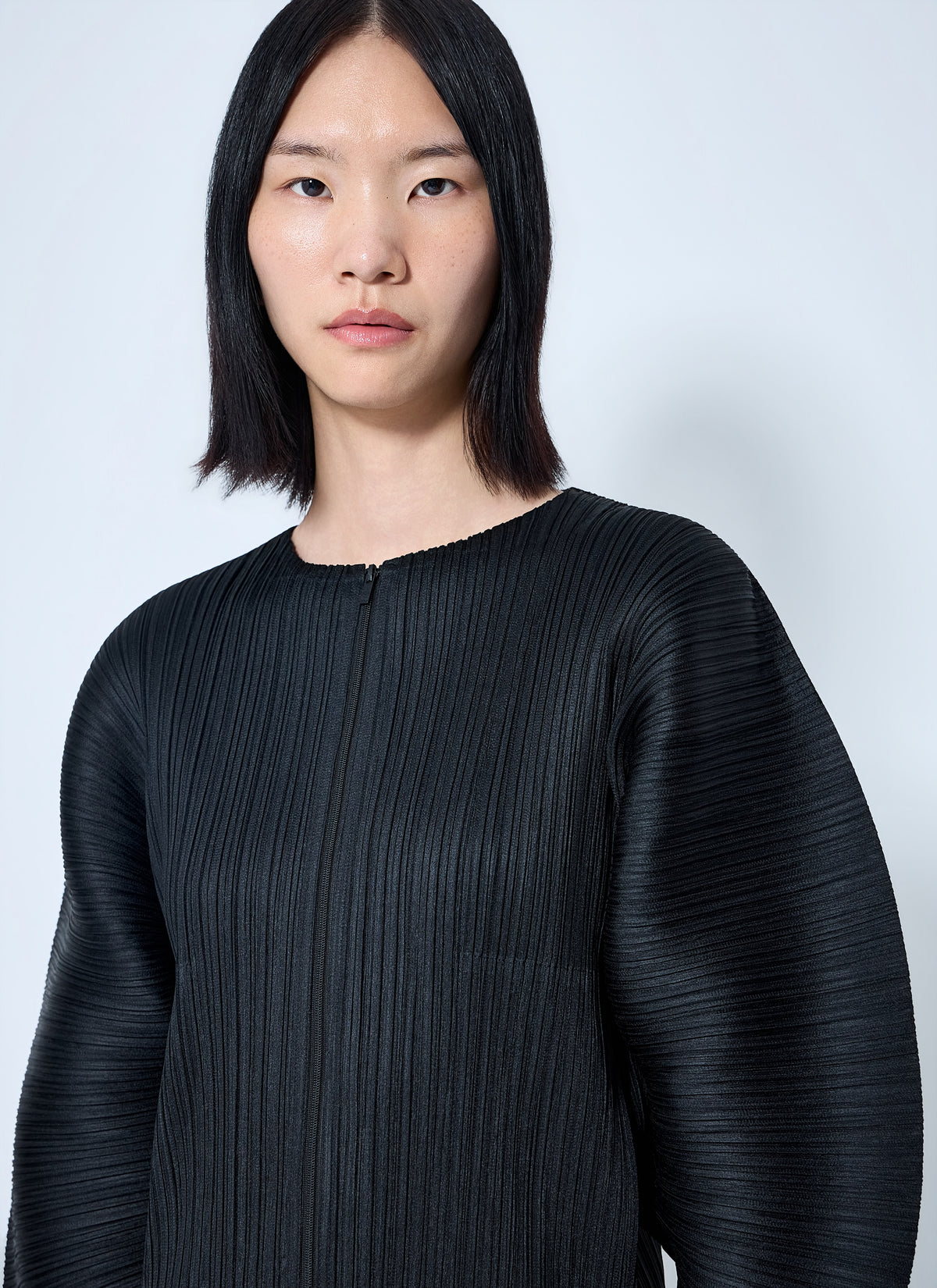 Pleats Please Issey Miyake Women Pleated Zip-Up Top