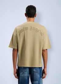 Palm Angels Men Curved Logo Loose Collar T-Shirt