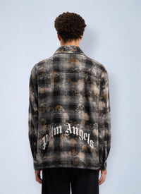 Palm Angels Men Curved Logo Check Overshirt
