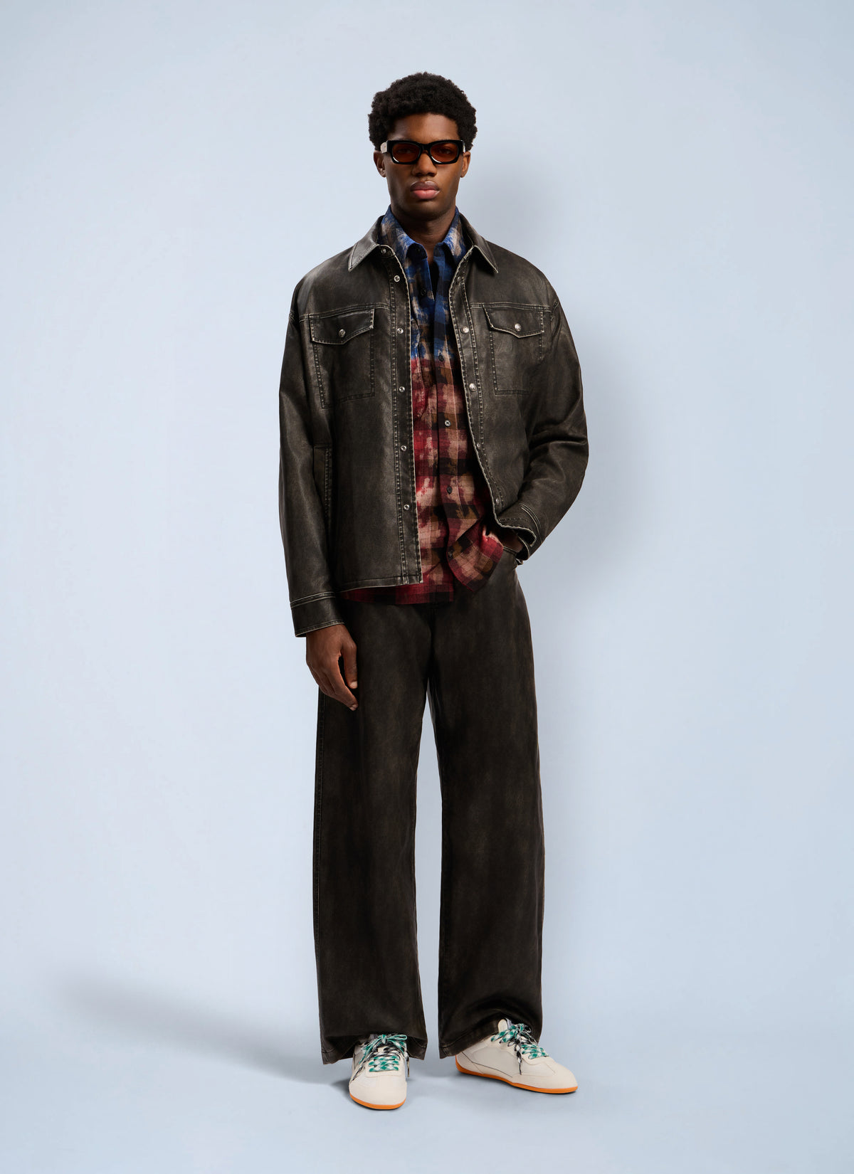 Palm Angels Men Curved Logo Check Shirt