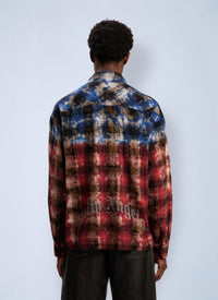 Palm Angels Men Curved Logo Check Shirt