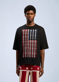 Palm Angels Men Flames Flag Loose T-Shirt