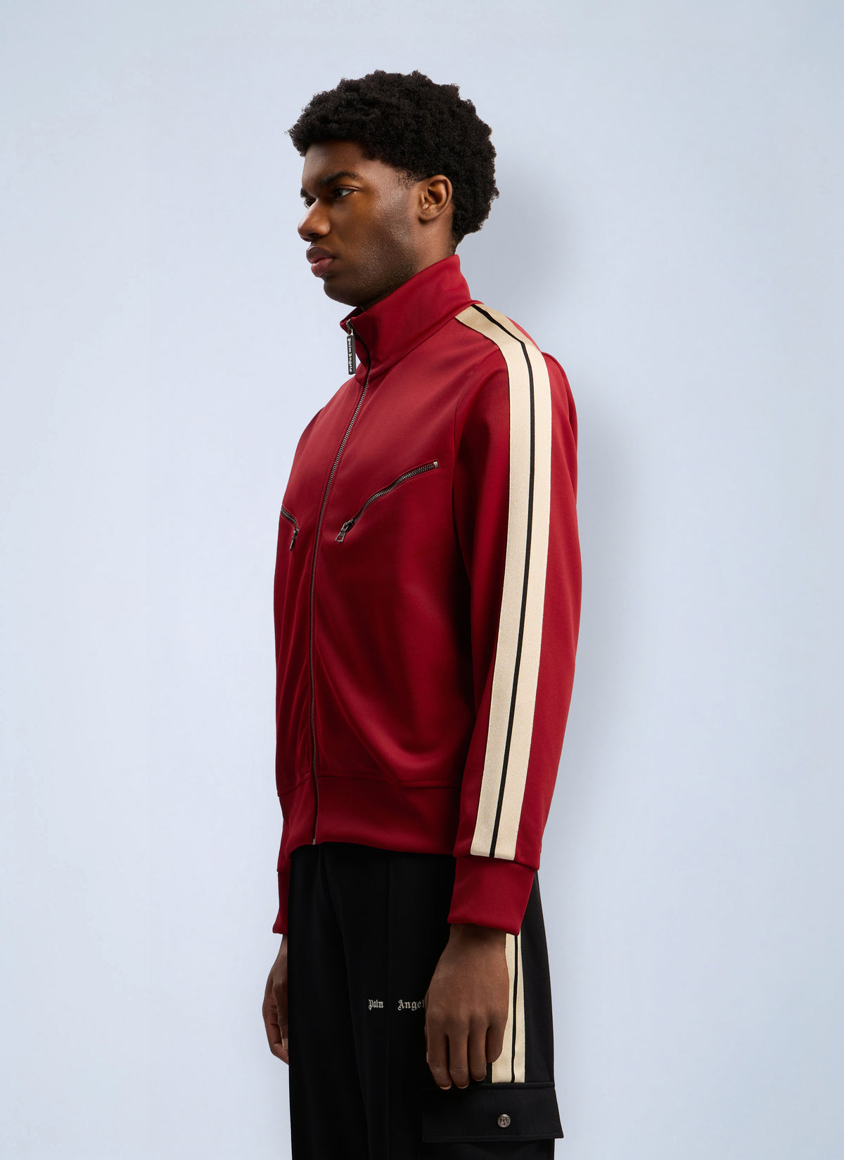 Palm Angels Palm Angels Men Curved Logo Zip-Up Track Jacket