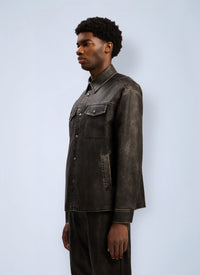 Palm Angels Men Curved Logo Coated Overshirt
