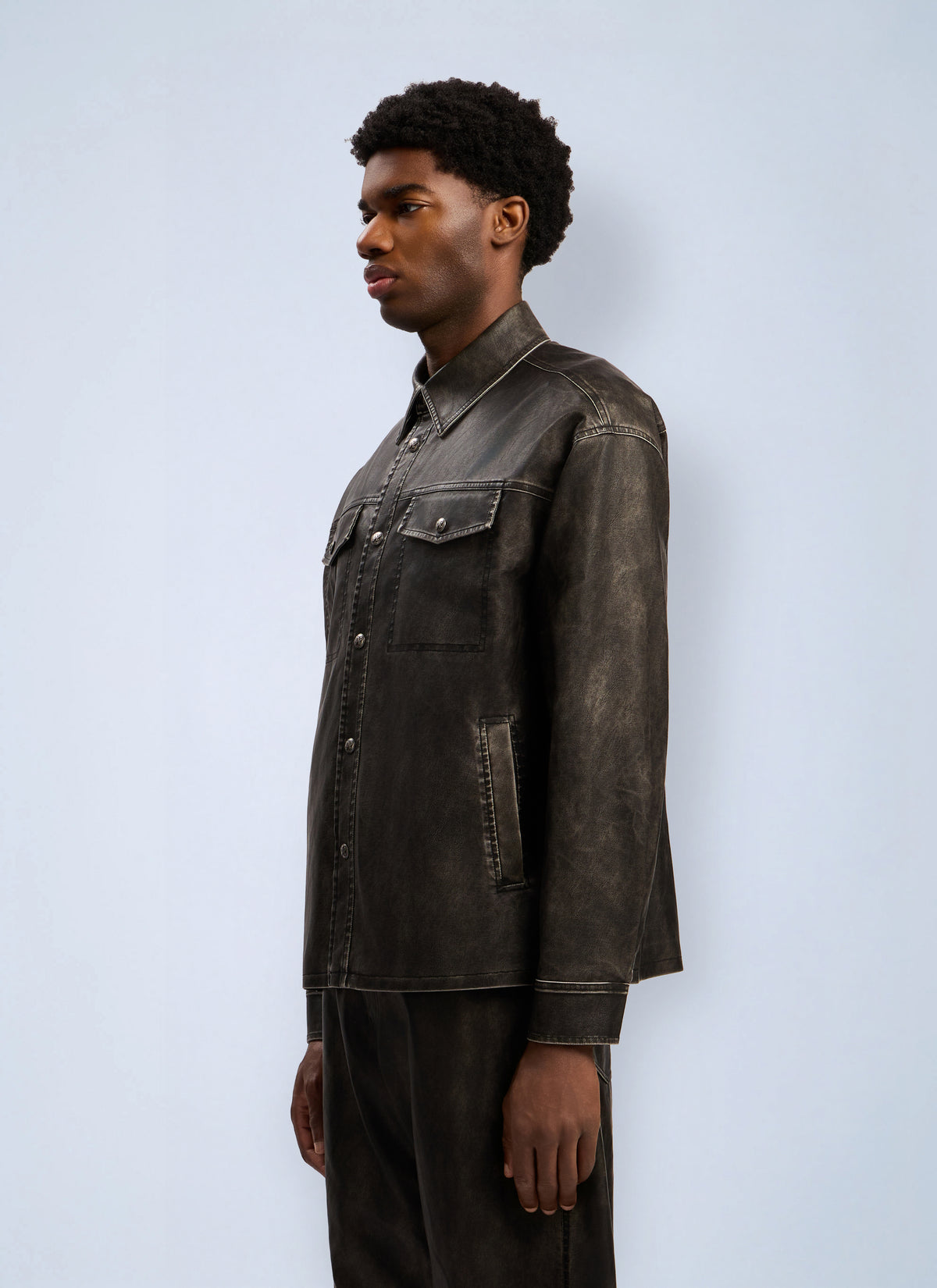 Palm Angels Men Curved Logo Coated Overshirt
