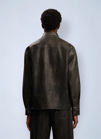 Palm Angels Men Curved Logo Coated Overshirt