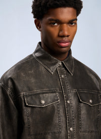Palm Angels Men Curved Logo Coated Overshirt