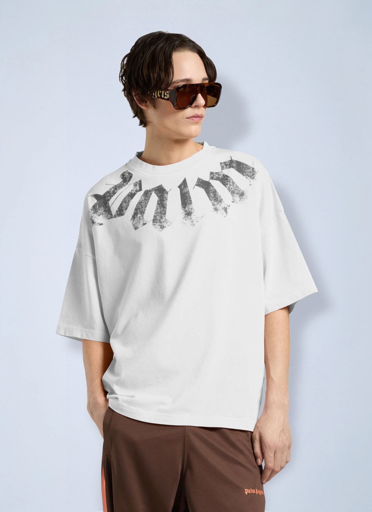 Palm Angels Men Big Neck Logo Loose Tee