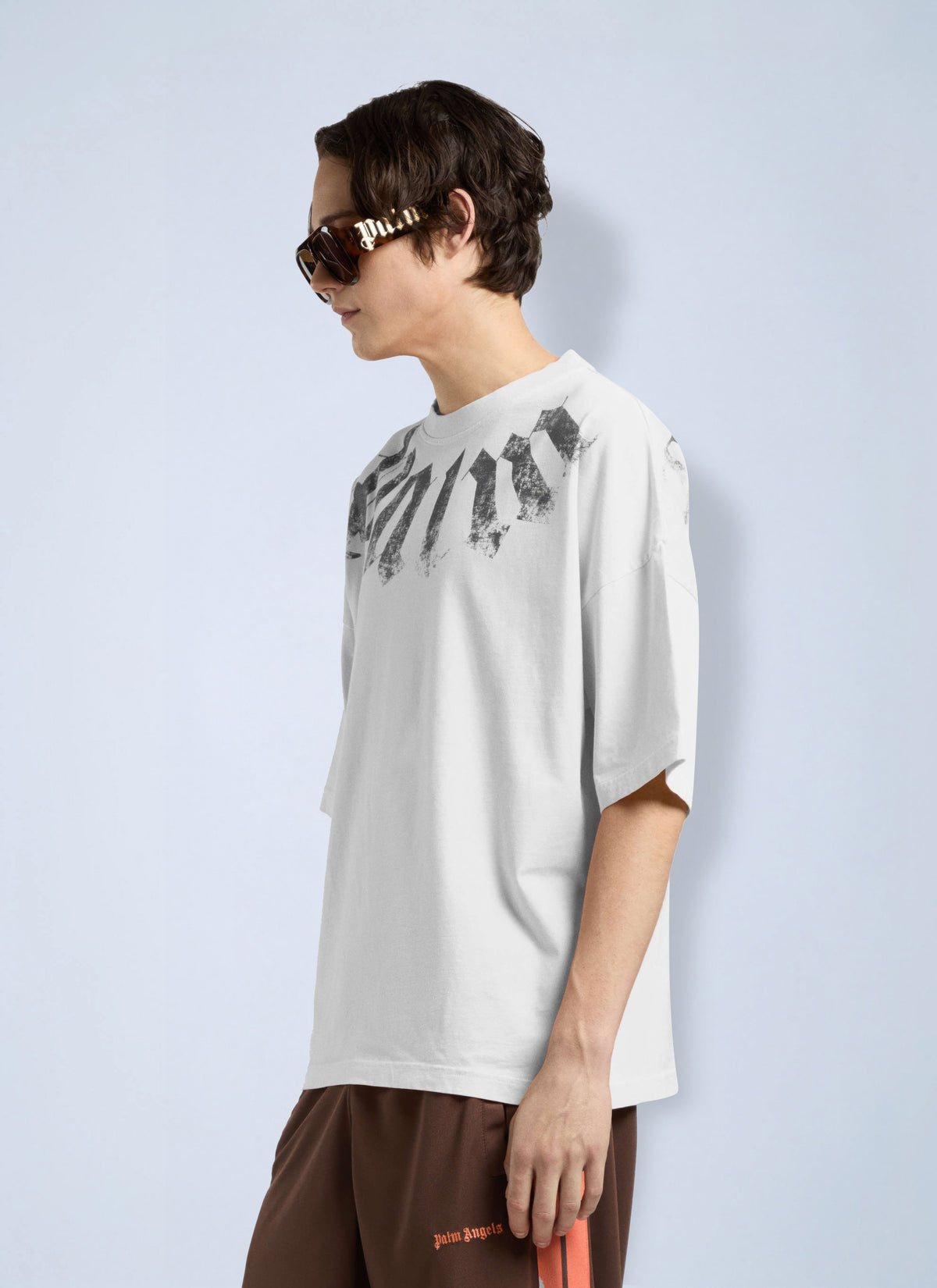 Palm Angels Men Big Neck Logo Loose Tee
