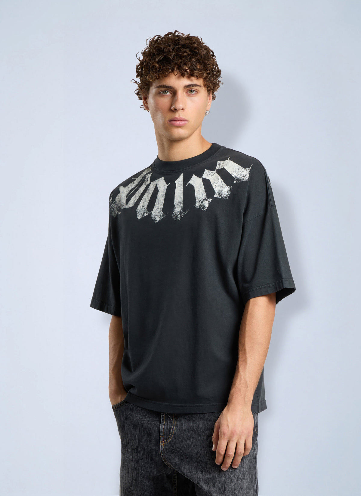 Palm Angels Men Big Neck Logo Loose Tee