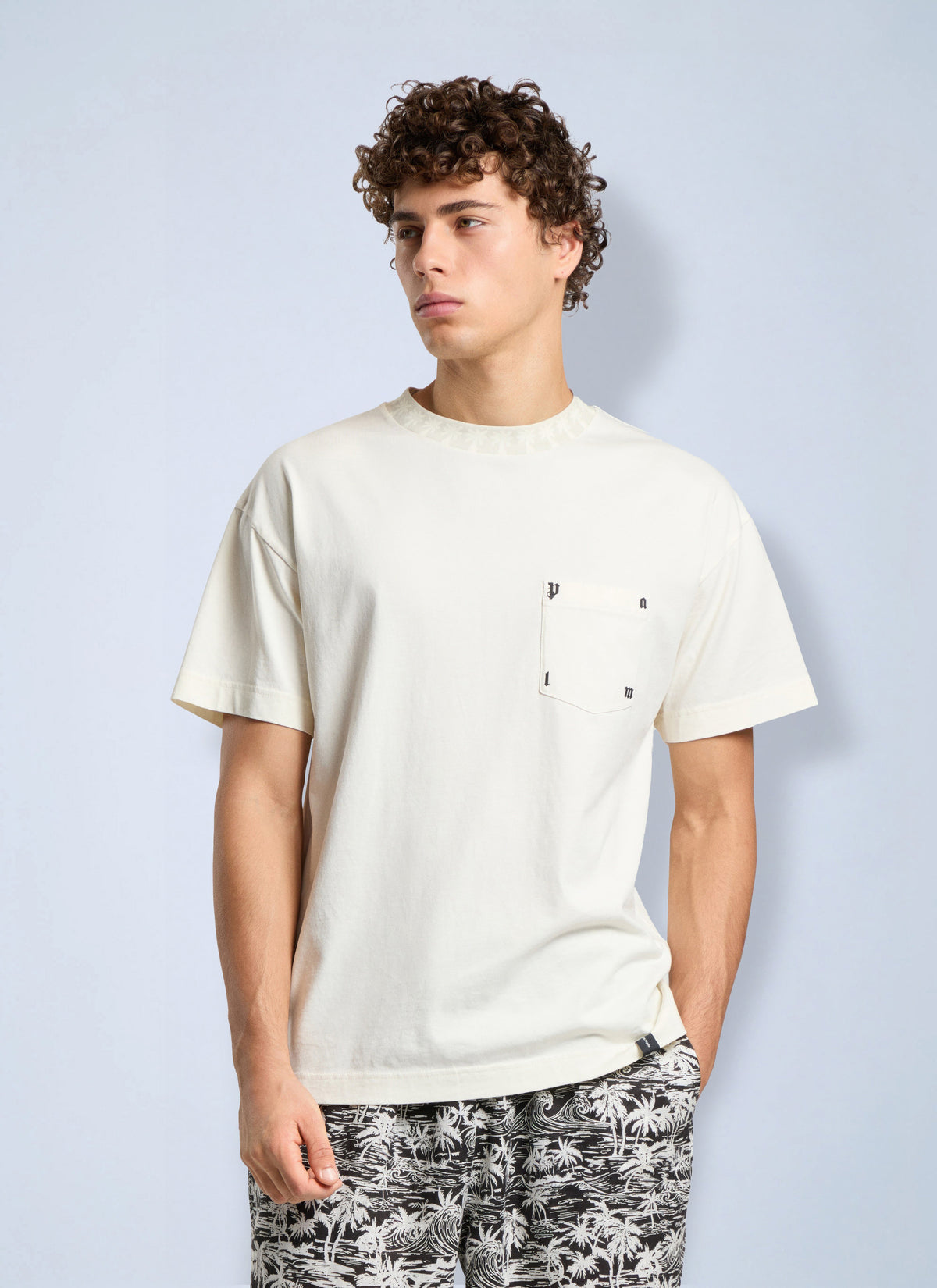 Palm Angels Men Palm Ribbed Regular T-Shirt