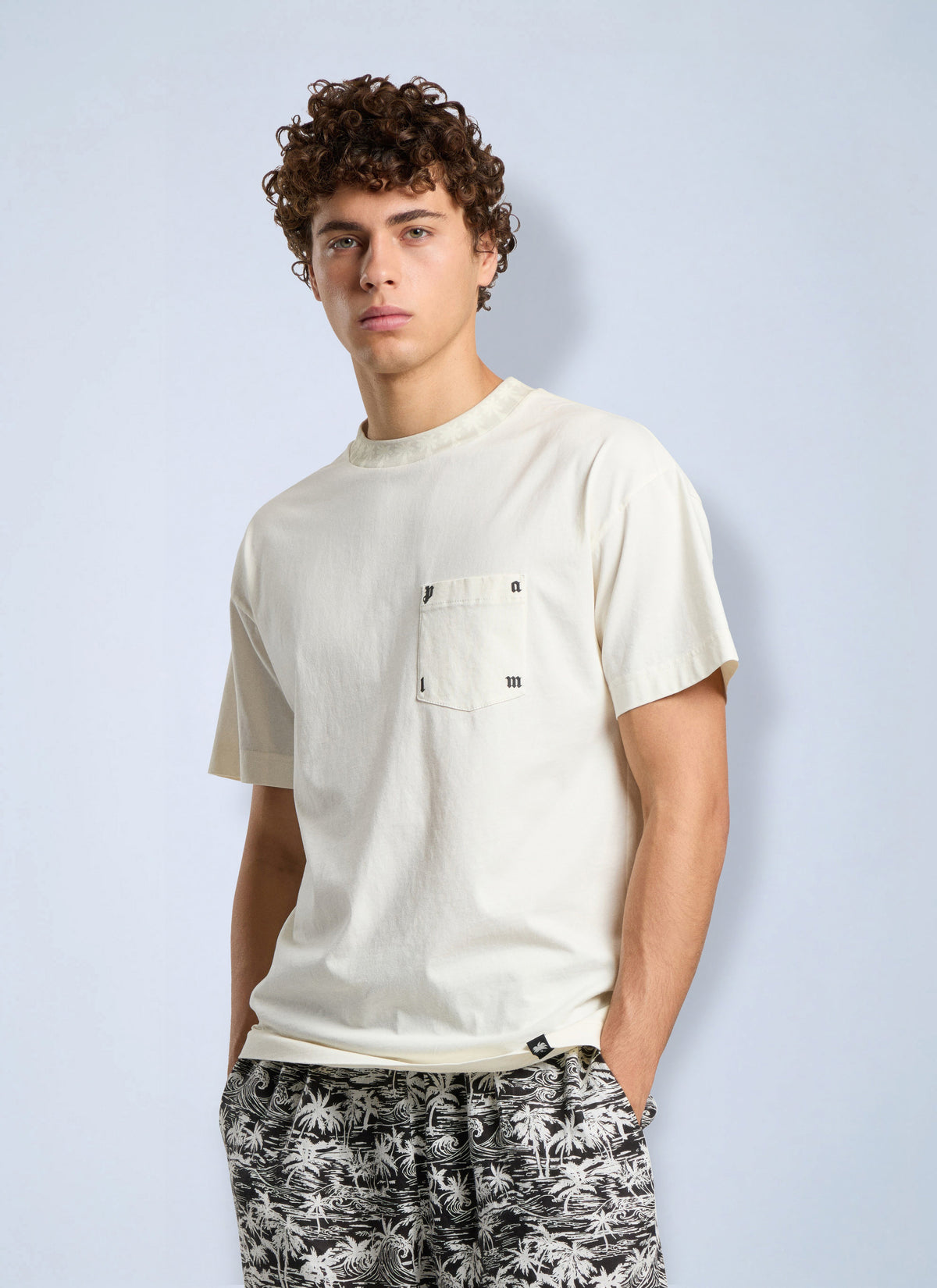 Palm Angels Men Palm Ribbed Regular T-Shirt
