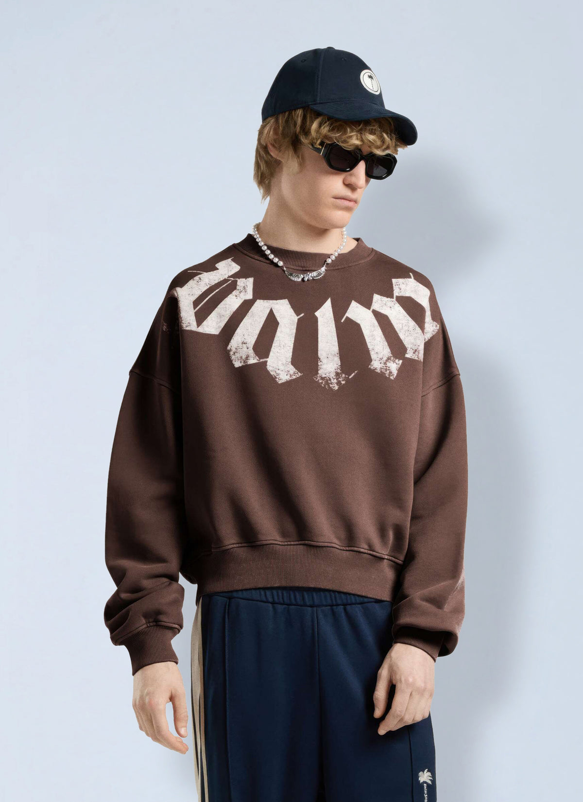 Palm Angels Palm Angels Men Big Neck Logo Loose Sweatshirt