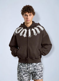 Palm Angels Palm Angels Men Big Neck Logo Zip Loose Hoodie