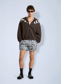 Palm Angels Palm Angels Men Big Neck Logo Zip Loose Hoodie