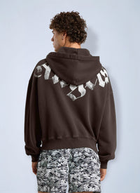 Palm Angels Palm Angels Men Big Neck Logo Zip Loose Hoodie