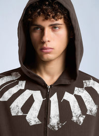 Palm Angels Palm Angels Men Big Neck Logo Zip Loose Hoodie