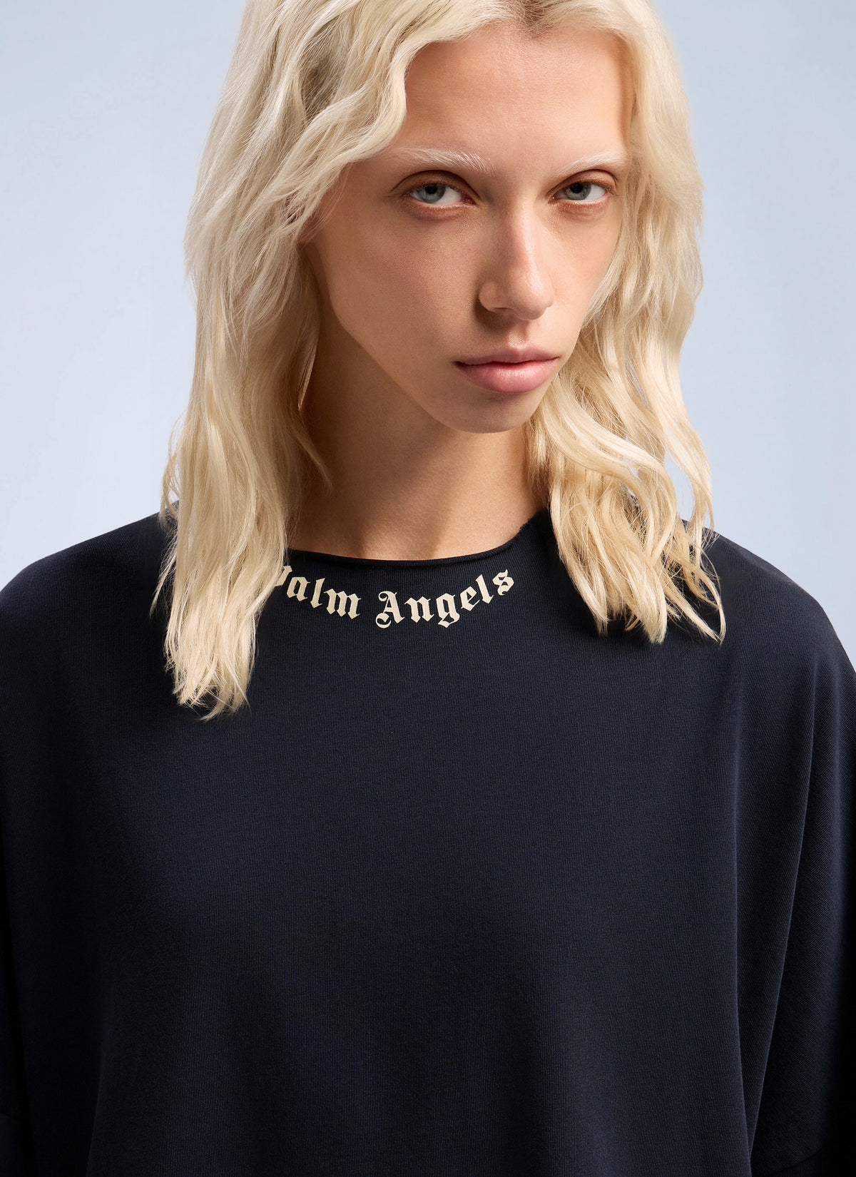 Palm Angels Women Curved Logo Collar Over T-Shirt