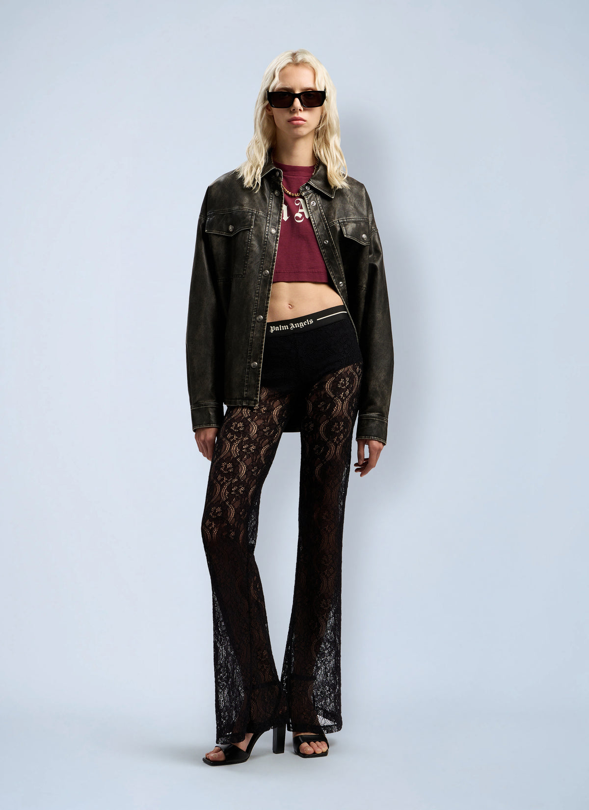 Palm Angels Palm Angels Women Classic Logo Lace Pants