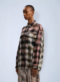 Palm Angels Women Curved Logo Coated Checkshirt
