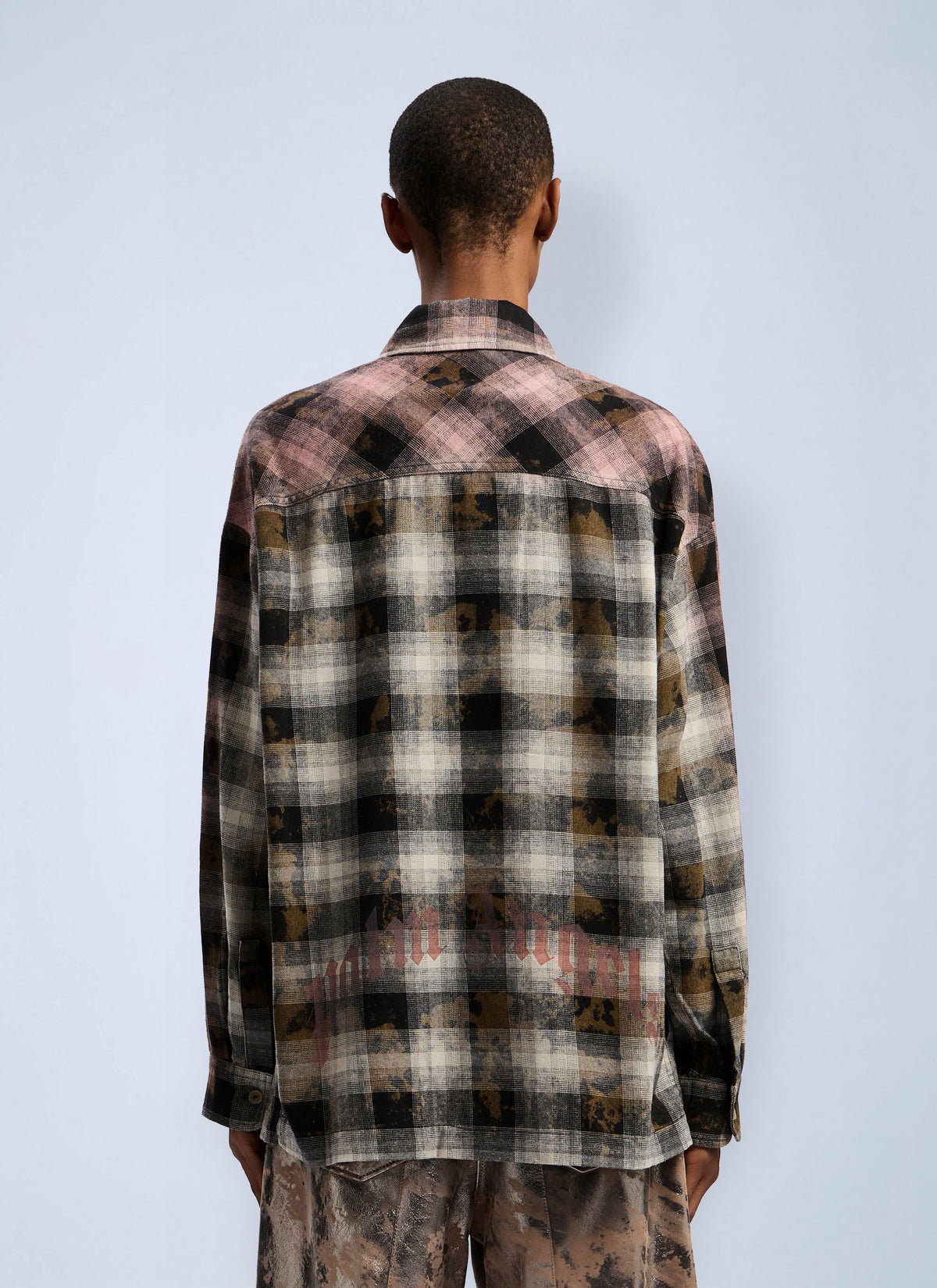 Palm Angels Women Curved Logo Coated Checkshirt