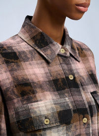 Palm Angels Women Curved Logo Coated Checkshirt