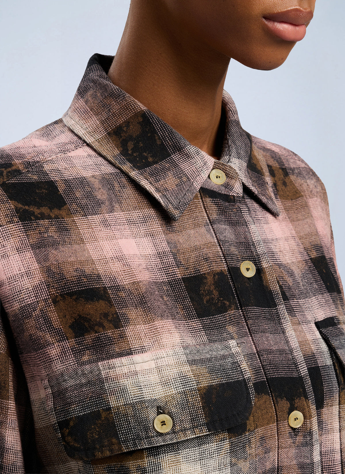 Palm Angels Women Curved Logo Coated Checkshirt