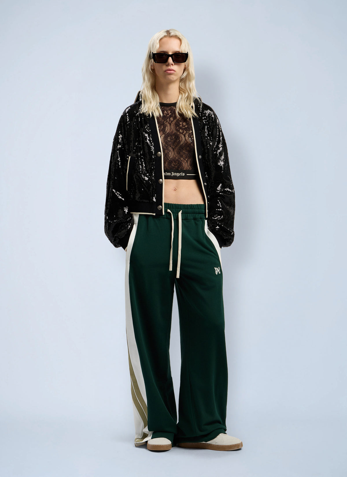 Palm Angels Women Classic Logo Lace Top