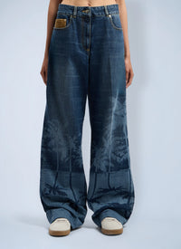 Palm Angels Palm Angels Women Palms Loose Denim Pants