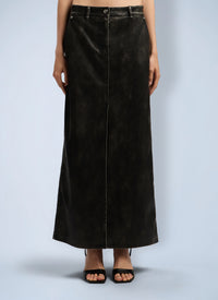 Palm Angels Women Curved Logo Coated Long Skirt