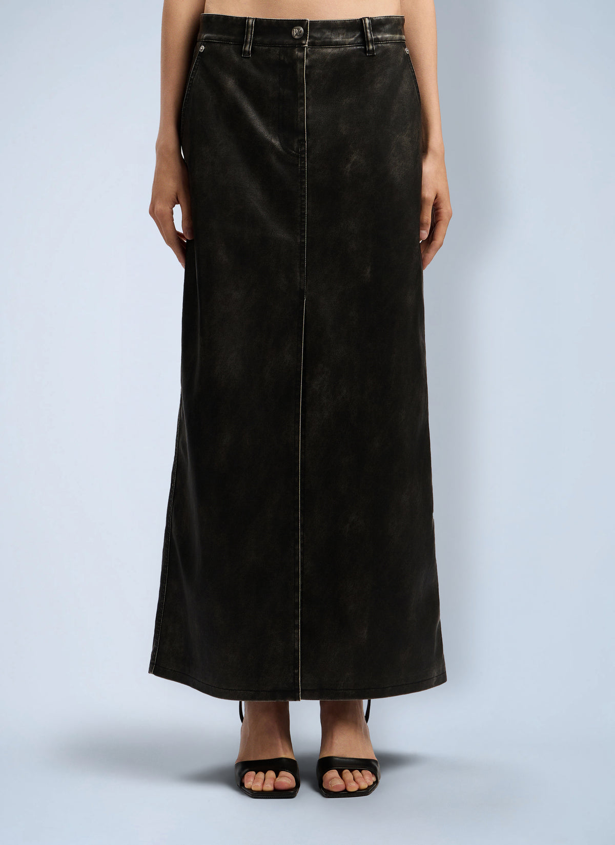 Palm Angels Women Curved Logo Coated Long Skirt