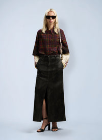 Palm Angels Women Curved Logo Coated Long Skirt