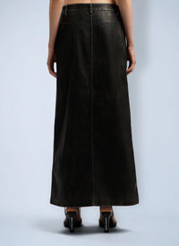 Palm Angels Women Curved Logo Coated Long Skirt