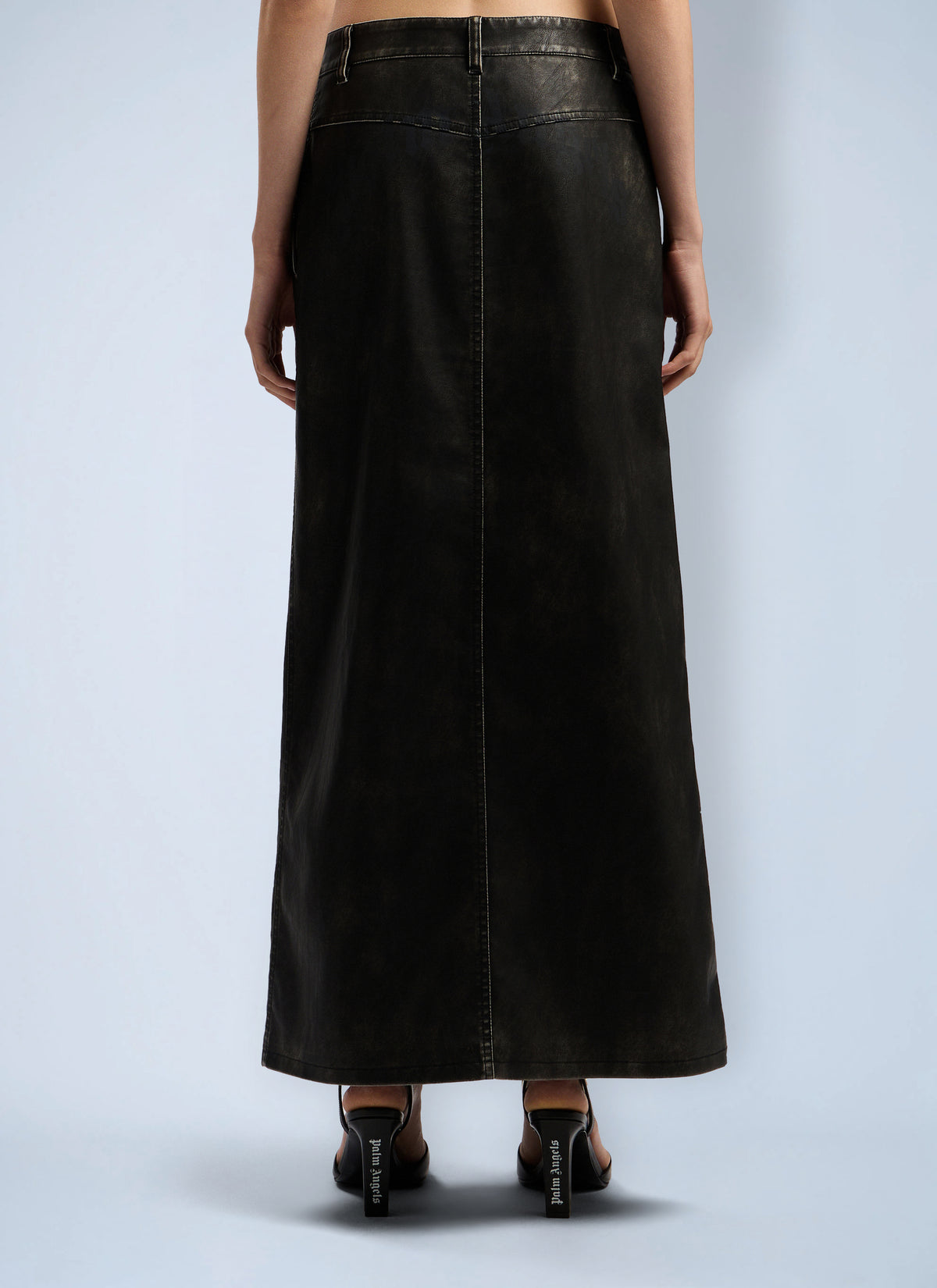 Palm Angels Women Curved Logo Coated Long Skirt