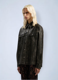 Palm Angels Women Curved Logo Coated Overshirt
