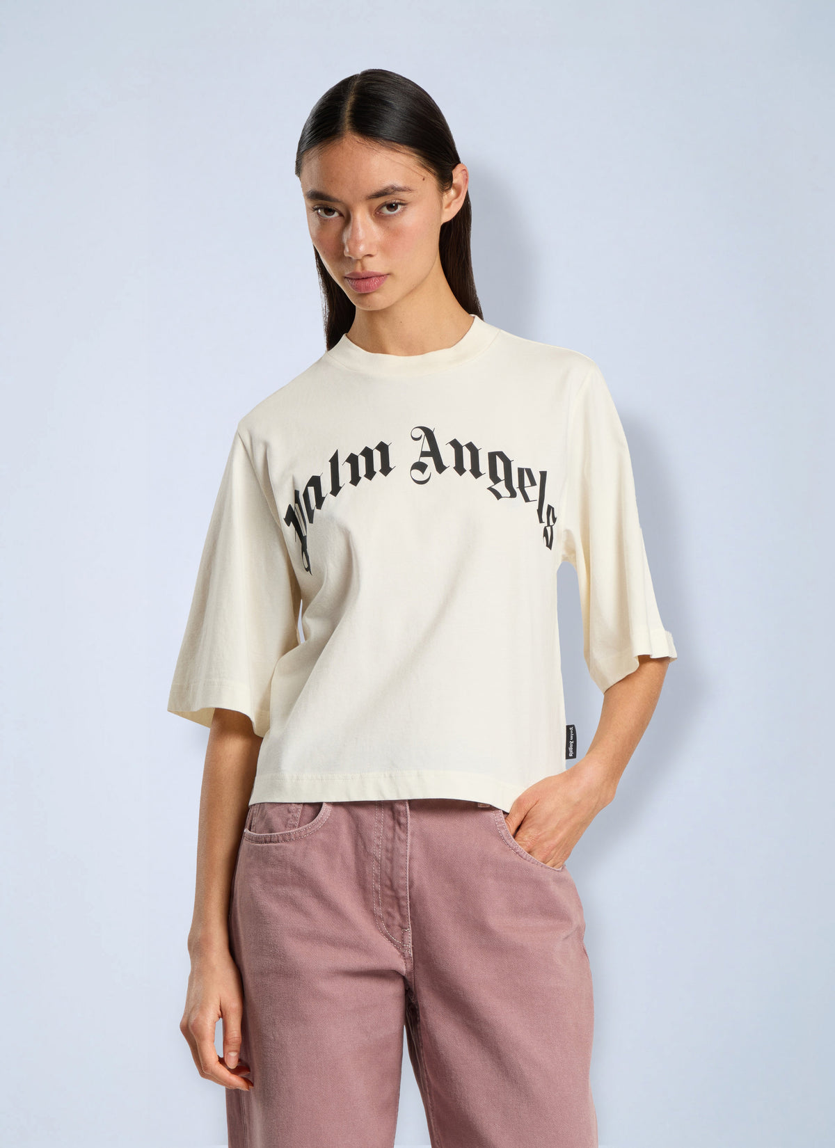 Palm Angels Palm Angels Women Curved Logo Boxy T-Shirt