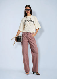 Palm Angels Palm Angels Women Curved Logo Boxy T-Shirt