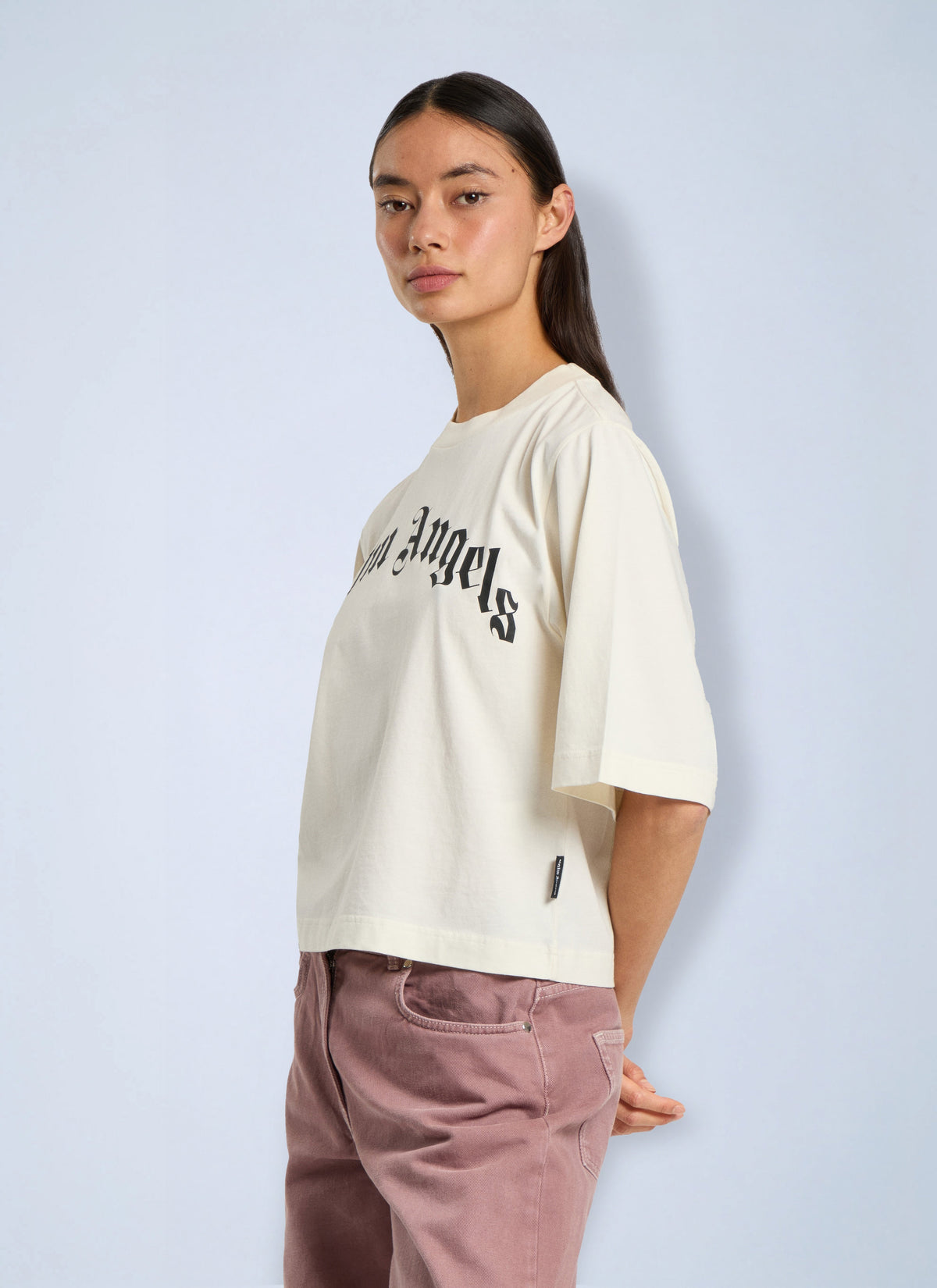 Palm Angels Palm Angels Women Curved Logo Boxy T-Shirt
