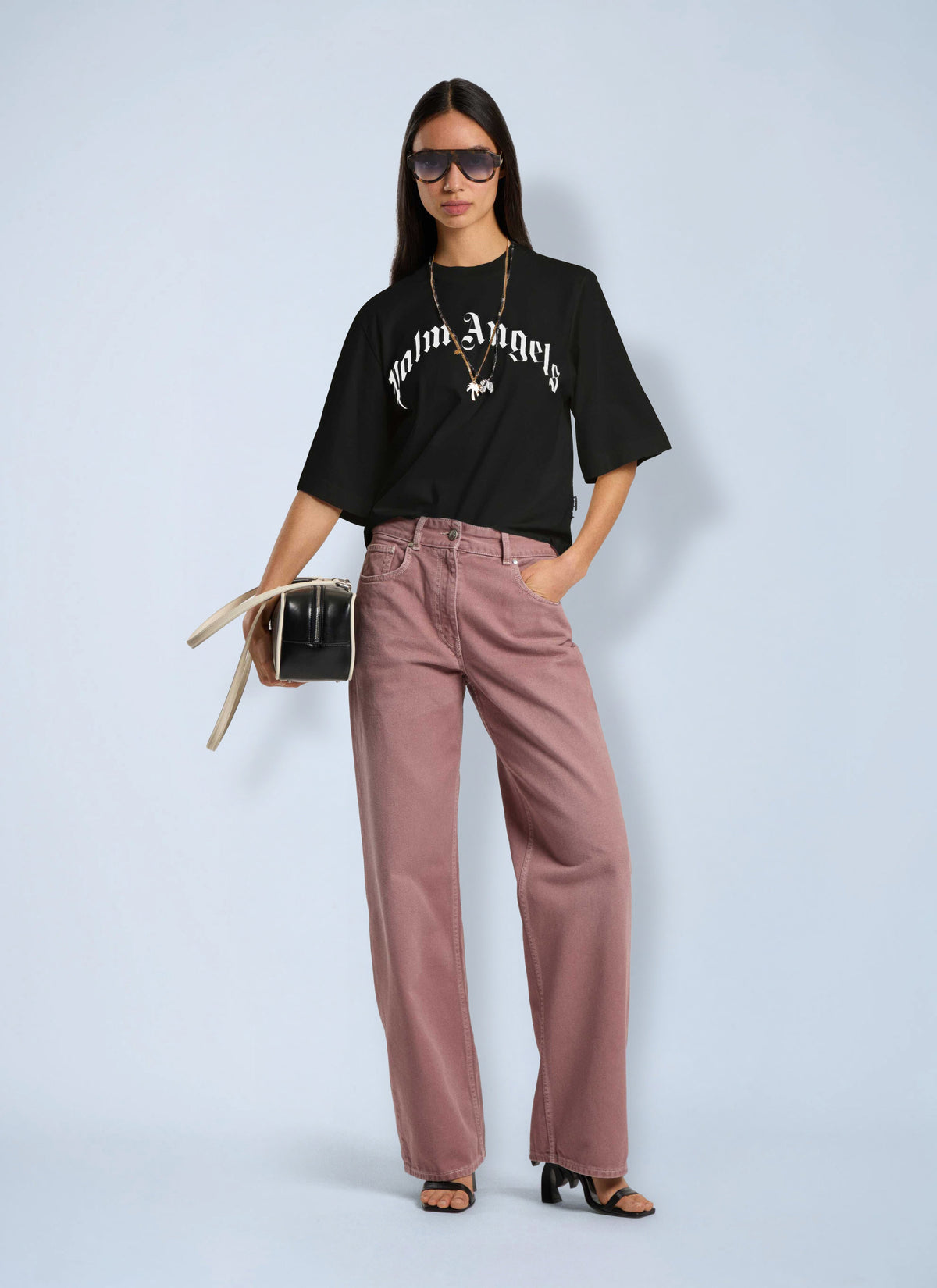 Palm Angels Women Curved Logo Boxy T-Shirt