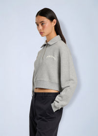 Palm Angels Women Curved Logo Crop Polo Crew Long Sleeve