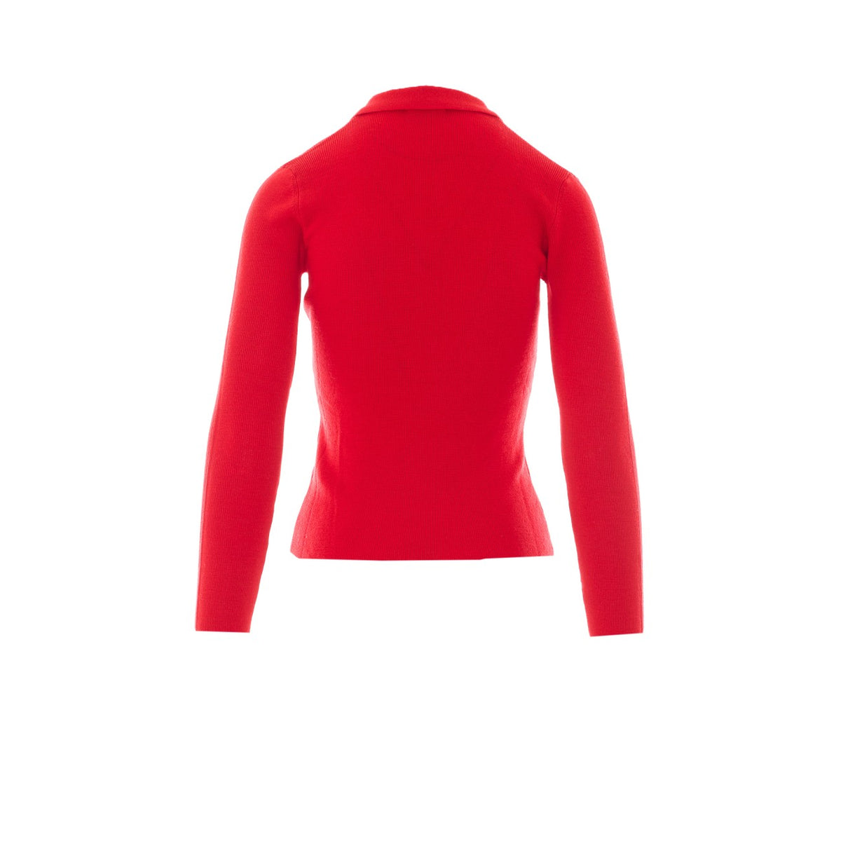 Ganni Women Polo Shirt In Red Merino With Logo Buttons