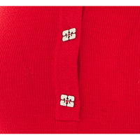 Ganni Women Polo Shirt In Red Merino With Logo Buttons