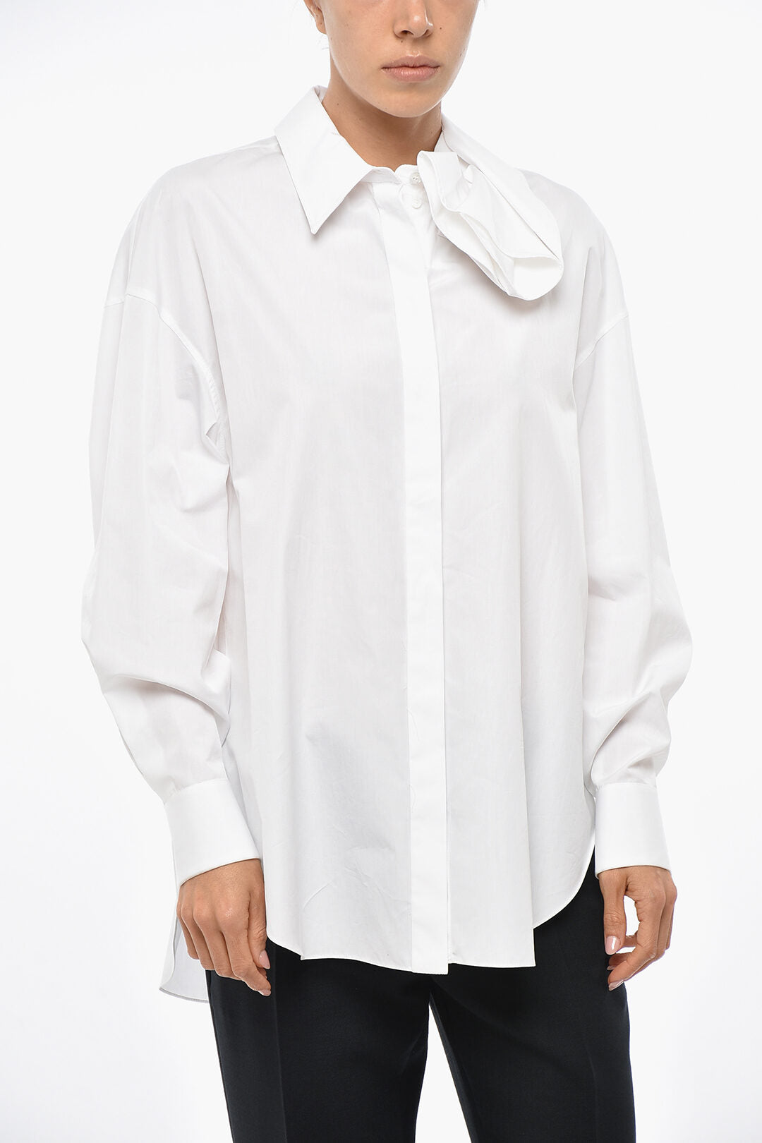 Alexander McQueen Poplin Shirt with Draped Collar